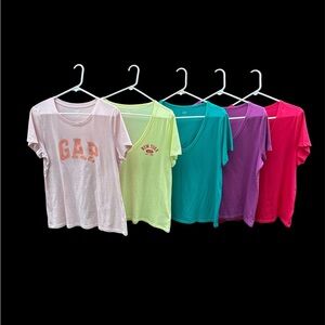 GAP Ladies Vibrant Short Sleeve Tee Collection of 5 All Size Large EUC